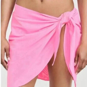 NWT Good American Sugar Pink Leg Daze Mesh Tie Sarong Coverup, Size 2x-5x (1)